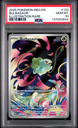 2025 POKEMON MEG EN-MEGA EVOLUTION ILLUSTRATION RARE #133 BULBASAUR PSA 10 - Image 1