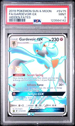 2019 POKEMON SUN & MOON HIDDEN FATES #SV75 FULL ART/GARDEVOIR GX PSA 9 - Image 1