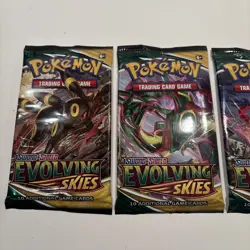 EVOLVING SKIES Pokemon TCG Booster Pack LOT OF 4 - Complete Pack Art Set - Image 3