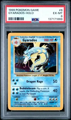1999 POKEMON BASE SET UNLIMITED #6 GYARADOS-HOLO PSA 6 - Image 1