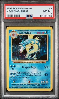 1999 POKEMON BASE SET UNLIMITED #6 GYARADOS-HOLO PSA 8 - Image 1