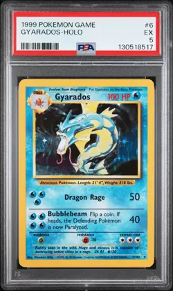 1999 POKEMON BASE SET UNLIMITED #6 GYARADOS-HOLO PSA 5 - Image 1