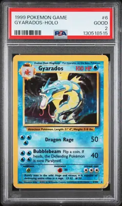 1999 POKEMON BASE SET UNLIMITED #6 GYARADOS-HOLO PSA 2 - Image 1
