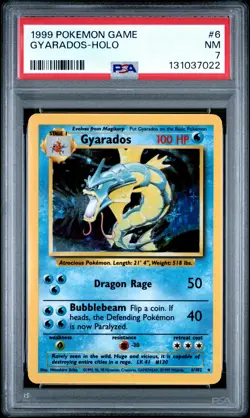 1999 POKEMON BASE SET UNLIMITED #6 GYARADOS-HOLO PSA 7 - Image 1