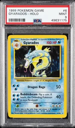 1999 POKEMON BASE SET UNLIMITED #6 GYARADOS-HOLO PSA 9 - Image 1