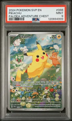 PIKACHU #088 BLACK STAR PROMO PALDEA ADVENTURE CHEST 2024 POKEMON SVP EN PSA 9 - Image 1
