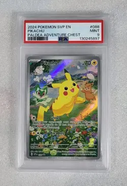 Pikachu SVP 088 PSA 9 MINT Black Star Promo Paldea Adventure Chest Pokemon TCG - Image 1
