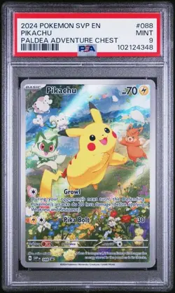 Pokemon PALDEA ADVENTURE CHEST - PIKACHU - BLACK STAR PROMO - SVP 088 - PSA 9 - Image 1