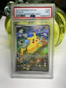 PIKACHU #088 BLACK STAR PROMO PALDEA ADVENTURE CHEST 2024 POKEMON SVP EN PSA 9 - Image 1