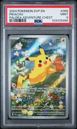Pokemon PALDEA ADVENTURE CHEST - PIKACHU - BLACK STAR PROMO - SVP 088 - PSA 9 - Image 1