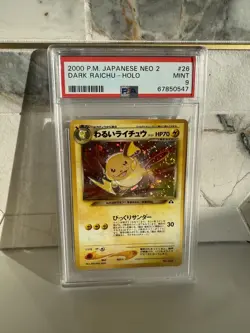 2000 POKEMON JAPANESE NEO 2DARK RAICHU-HOLO 26 Half SWIRL PSA 9 - Image 1
