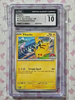 2024 POKEMON Pikachu SVP190 - Black Star Promo World Champions - CGC GEM MINT 10 - Image 1