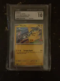 2024 POKEMON Pikachu SVP190 Black Star Promo World Champions CGC GEM MINT 10 - Image 1