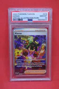 2024 POKEMON TWM EN-TWILIGHT MASQUERADE SPECIAL ILLUSTRATION RARE KIERAN PSA 10 - Image 1