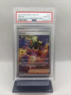 2024 Pokemon TWM EN Kieran Special Illustration Rare 218/167 PSA 10 Gem Mint - Image 1