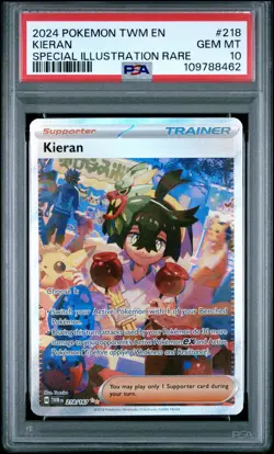 2024 POKEMON TWM EN-TWILIGHT MASQUERADE SPECIAL ILLUSTRATION RARE KIERAN PSA 10 - Image 1