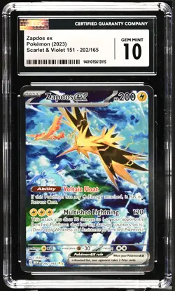 CGC 10 GEM MINT Zapdos ex 202/165 S&V 151 SIR Holo Rare Pokemon Card - Image 1
