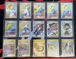 Pokemon Trainer Card Lot (15 Cards, GOLD, RAINBOW, FULL ARTS) - Image 1