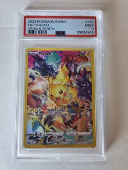 Pokemon Pikachu Secret Rare Full Art Holo Crown Zenith 160/159 PSA 9 2023 - Image 1