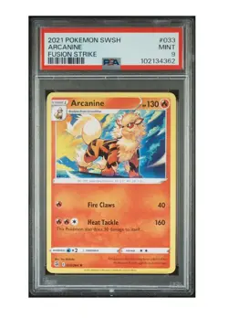 PSA 9 Mint 2021 POKEMON SWORD & SHIELD FUSION STRIKE #033 ARCANINE - Image 1