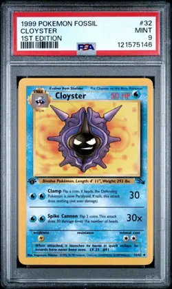 1999 Pokemon 1st Edition Fossil # 32 Cloyster PSA 9 Card MINT! Trusted Seller! - Image 1
