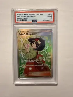 Pokemon Sun & Moon Team Up Erika’s Hospitality Full Art 174 PSA 9 - Image 1