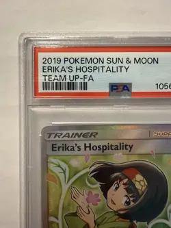 Pokemon Sun & Moon Team Up Erika’s Hospitality Full Art 174 PSA 9 - Image 3