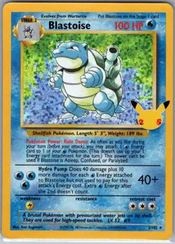 Blastoise 2/102 Celebrations: Classic Collection - Pokemon Card - NM - Image 1
