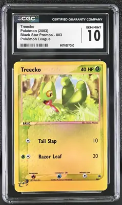 CGC 10 Treecko 003 Black Star Promo Ereader League Pokemon Card 2003 GEM MINT - Image 1
