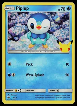 Pokemon Card - Piplup McDonald's 25th Anniversary Promo 20/025 Holo - Image 1