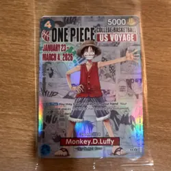 Bandai Namco Monkey.D.Luffy Promo Holo One Piece Card College Basketball US Voy. - Image 1