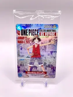 One Piece Monkey D. Luffy US Voyage College Basketball Promo Card *Creased* - Image 1