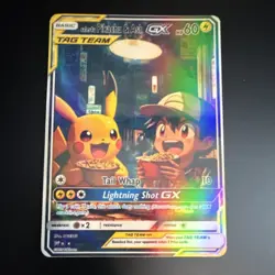 Custom TCG Fan Art Card - Pikachu/ Ash Tag Team Holo - Image 1