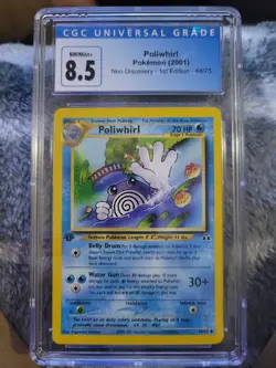 Poliwhirl 44/75 Pokemon Card Neo Discovery 1st Edition CGC 8.5 - Image 1