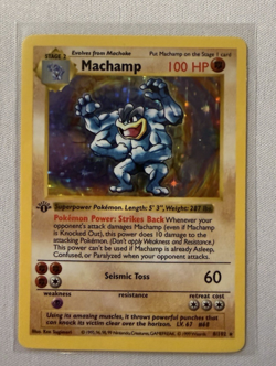 1999 Pokemon TCG MACHAMP 1st Edition SHADOWLESS 8/102 Holo NM FREE SHIPPING - Image 1