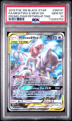 Mewtwo & Mew GX SM191 Pokemon Sm Black Star Promo Tag Team GEM MINT PSA 10 - Image 1