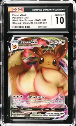 CGC 10 GEM Eevee VMAX SWSH087 Shining Fates Black Star Promo Full Art Pokemon - Image 1