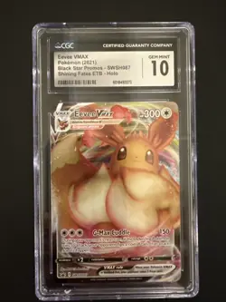 CGC 10 GEM Eevee VMAX SWSH087 Shining Fates Black Star Promo Full Art Pokemon - Image 1