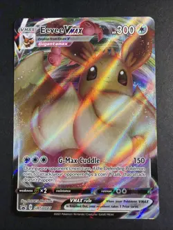 ULTRA RARE Eevee VMAX Pokemon SWSH087 Shining Fates Black Star Promo Holo - DMG - Image 1