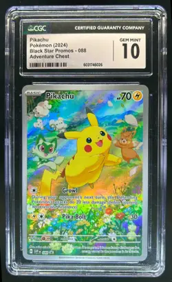 2024 Pokemon Adventure Chest Pikachu Black Star Promo #088 CGC 10 - Image 1