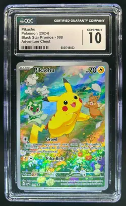 2024 Pokemon Adventure Chest Pikachu Black Star Promo #088 CGC 10 - Image 1