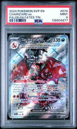 2024 POKEMON SVP EN-SV BLACK STAR PROMO PALDEAN FATES TIN CHARIZARD EX PSA 9 - Image 1