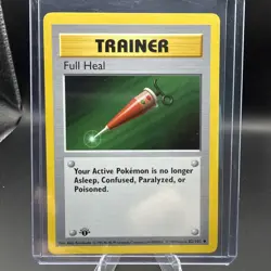 Pokemon 1st EDITION Shadowless Full Heal Trainer #82/102 1999 Base Set NM - Image 1
