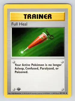 MP! Pokemon Base Set FULL HEAL 82/102 1st Edition Shadowless Trainer - Image 1