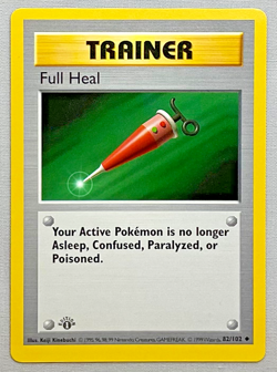 Pokemon 1st EDITION Shadowless Full Heal Trainer #82/102 1999 Base Set NM to MT! - Image 1