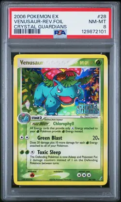 2006 POKEMON EX CRYSTAL GUARDIANS #28 VENUSAUR-REVERSE FOIL PSA 8 - Image 1