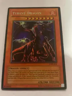 YuGiOh Tyrant Dragon LOD-034 Konami Monster Card ATK2900 DEF2500 1996 Vintage - Image 1