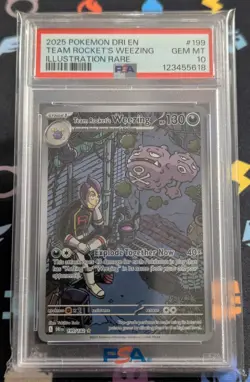 Pokemon Team Rockets Weezing Illustration Rare Destined Rivals 199/182 PSA 10 - Image 1