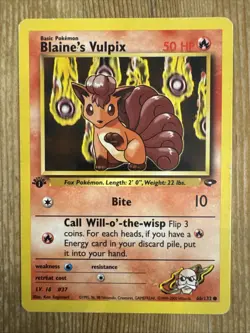 Blaine's Vulpix 66/132 1st Edition Gym Challenge Pokemon HP - Image 1