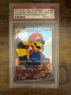 2016 Pokemon Mario Pikachu 294 FULL ART Japanese XY Promo PSA 10 - Image 1